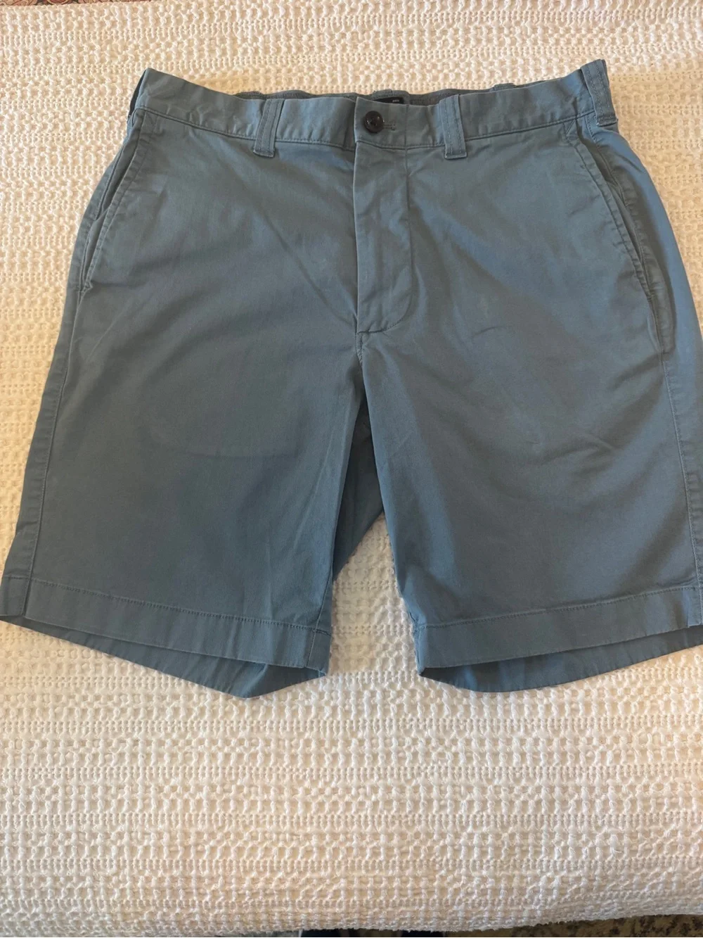 J.Crew Stretch Chino Shorts Men’s 31 Blue Cotton Blend Casual Flat Front